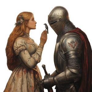 Songbird Woman & Silver Knight Vinyl Car Decal Sticker – Waterproof & UV-Resistant 8"