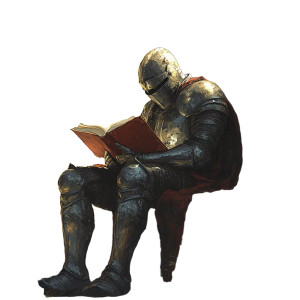 Medieval Knight Reading V2 Vinyl Car Decal Sticker – Waterproof & UV-Resistant 8"
