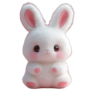 Plush White Rabbit Vinyl Car Decal Sticker – Waterproof & UV-Resistant 8"