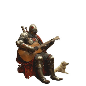 Knight Playing Guitar Vinyl Car Decal Sticker – Waterproof & UV-Resistant 8"