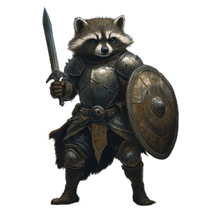 Fantasy Raccoon Fighter Vinyl Car Decal Sticker – Waterproof & UV-Resistant 8"