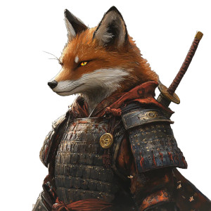 Samurai Red Fox Vinyl Car Decal Sticker – Waterproof & UV-Resistant 8"