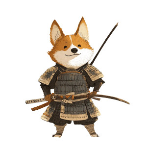 Dynamic Corgi Samurai Vinyl Car Decal Sticker – Waterproof & UV-Resistant 8"