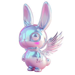 Chibi Metallic Bunny Vinyl Car Decal Sticker – Waterproof & UV-Resistant 8"