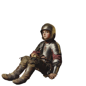 Shy Armored Boy Vinyl Car Decal Sticker – Waterproof & UV-Resistant 8"