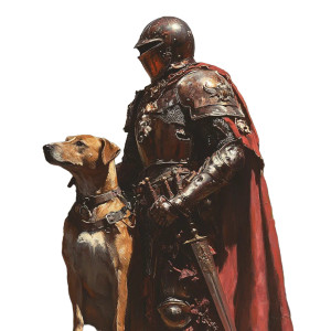 Dog-Headed Knight Vinyl Car Decal Sticker – Waterproof & UV-Resistant 8"