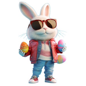 Fashionable Easter Bunny Vinyl Car Decal Sticker – Waterproof & UV-Resistant 8"