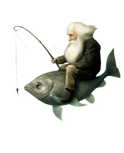 Flying Fish Fisherman Vinyl Car Decal Sticker – Waterproof & UV-Resistant 8"