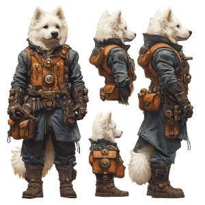 Steampunk Samoyed Character Vinyl Car Decal Sticker – Waterproof & UV-Resistant 8"