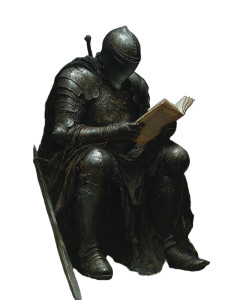 Knight Reading Scroll Vinyl Car Decal Sticker – Waterproof & UV-Resistant 8"