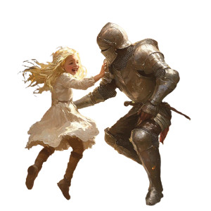 Knight And Daughter Reunion Vinyl Car Decal Sticker – Waterproof & UV-Resistant 8"