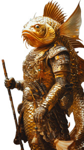 Golden Carp Warrior Vinyl Car Decal Sticker – Waterproof & UV-Resistant 8"
