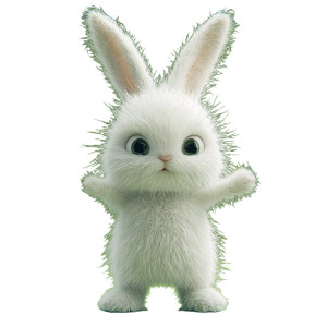 Fluffy White Bunny V2 Vinyl Car Decal Sticker – Waterproof & UV-Resistant 8"