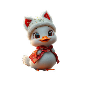 Duck With Cat Hat Vinyl Car Decal Sticker – Waterproof & UV-Resistant 8"