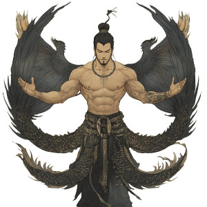 Four-Armed Dragon Man Vinyl Car Decal Sticker – Waterproof & UV-Resistant 8"