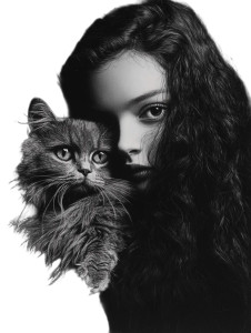 Girl Holding Cat Vinyl Car Decal Sticker – Waterproof & UV-Resistant 8"