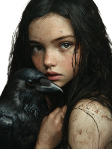 Girl With Crow Vinyl Car Decal Sticker – Waterproof & UV-Resistant 8"