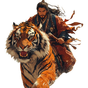 Mongolian Tiger Rider Vinyl Car Decal Sticker – Waterproof & UV-Resistant 8"