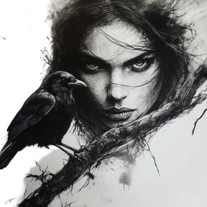 Crow-Woman Hybrid Vinyl Car Decal Sticker – Waterproof & UV-Resistant 8" Crow-Woman Hybrid Vinyl Car Decal Sticker – Waterproof & UV-Resistant 8"