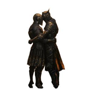 Medieval Knights Hugging Vinyl Car Decal Sticker – Waterproof & UV-Resistant 8"