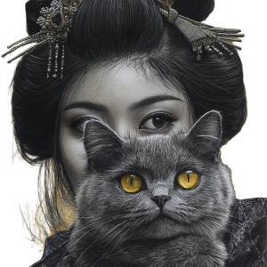 Botticelli Geisha Sketch Vinyl Car Decal Sticker – Waterproof & UV-Resistant 8"