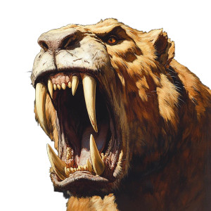 Saber-Tothed Snarl Vinyl Car Decal Sticker – Waterproof & UV-Resistant 8"