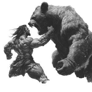 Barbarian Vs Bear Vinyl Car Decal Sticker – Waterproof & UV-Resistant 8" Barbarian Vs Bear Vinyl Car Decal Sticker – Waterproof & UV-Resistant 8"