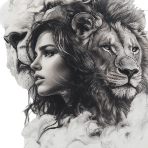 Lion And Woman Vinyl Car Decal Sticker – Waterproof & UV-Resistant 8" Lion And Woman Vinyl Car Decal Sticker – Waterproof & UV-Resistant 8"