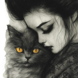 Geisha With Cat Vinyl Car Decal Sticker – Waterproof & UV-Resistant 8" Geisha With Cat Vinyl Car Decal Sticker – Waterproof & UV-Resistant 8"
