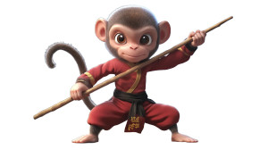 Martial Arts Monkey Vinyl Car Decal Sticker – Waterproof & UV-Resistant 8"