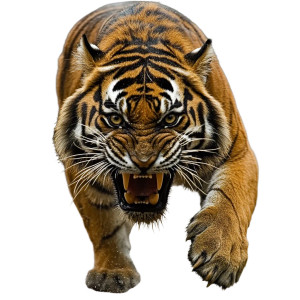 Fierce Tiger Attack Vinyl Car Decal Sticker – Waterproof & UV-Resistant 8"