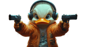 Chibi Gangster Duck Vinyl Car Decal Sticker – Waterproof & UV-Resistant 8"