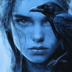 Girl With Raven V2 Vinyl Car Decal Sticker – Waterproof & UV-Resistant 8"