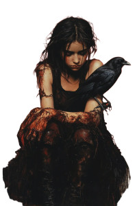 Beggar Girl Crow Vinyl Car Decal Sticker – Waterproof & UV-Resistant 8"