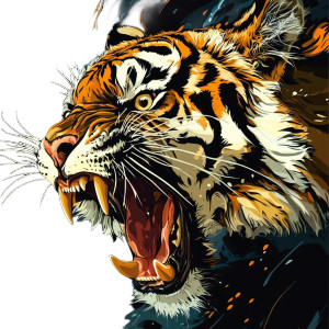 Snarling Tiger V3 Vinyl Car Decal Sticker – Waterproof & UV-Resistant 8"