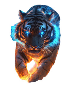 Glowing Fire Tiger Vinyl Car Decal Sticker – Waterproof & UV-Resistant 8"