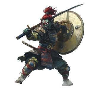 Goblin Samurai Defender Vinyl Car Decal Sticker – Waterproof & UV-Resistant 8"