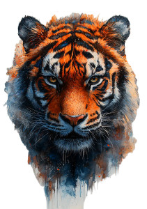 Abstract Tiger Watercolor Vinyl Car Decal Sticker – Waterproof & UV-Resistant 8"