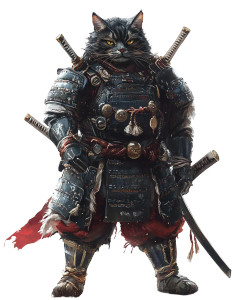 Samurai Cat Warrior V2 Vinyl Car Decal Sticker – Waterproof & UV-Resistant 8"