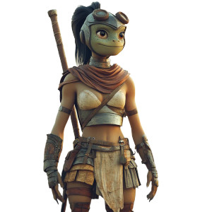 Gladiator Frog Woman Vinyl Car Decal Sticker – Waterproof & UV-Resistant 8"