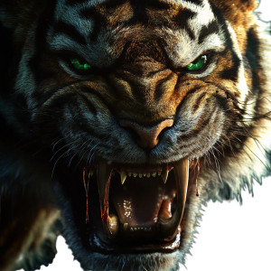 Roaring Saber-Toothed Tiger Vinyl Car Decal Sticker – Waterproof & UV-Resistant 8"