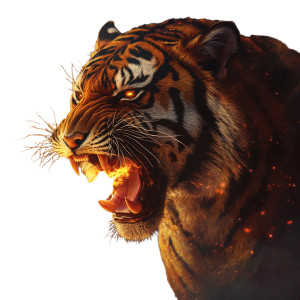 Horned Fire Tiger Vinyl Car Decal Sticker – Waterproof & UV-Resistant 8"