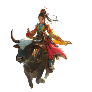 Girl Riding Cow Vinyl Car Decal Sticker – Waterproof & UV-Resistant 8"