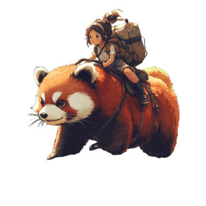 Girl On Red Panda Vinyl Car Decal Sticker – Waterproof & UV-Resistant 8"