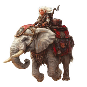 Halfling On Elephant Vinyl Car Decal Sticker – Waterproof & UV-Resistant 8" Halfling On Elephant Vinyl Car Decal Sticker – Waterproof & UV-Resistant 8"