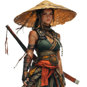 Ronin Strawhat Warrior Vinyl Car Decal Sticker – Waterproof & UV-Resistant 8"