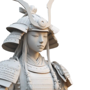 Porcelain Samurai Statue Vinyl Car Decal Sticker – Waterproof & UV-Resistant 8"