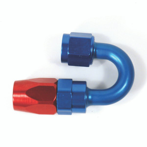 360° Adjustable -8AN Hose End Fitting | Lightweight Aluminum | Full Swivel - Red/Blue Anodized | Leak Proof | Made in U.S.A
