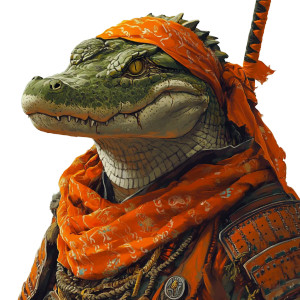 Angry Alligator Samurai Vinyl Car Decal Sticker – Waterproof & UV-Resistant 8"