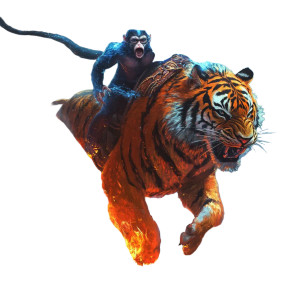 Fiery Tiger Rider Vinyl Car Decal Sticker – Waterproof & UV-Resistant 8"